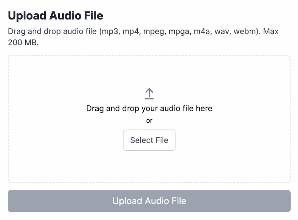 Upload Audio File to Transcribe