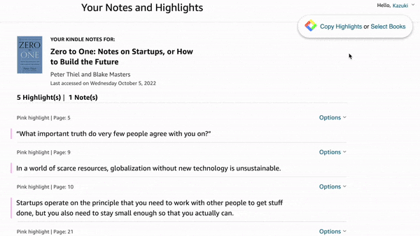 Glasp Kindle Export Demo