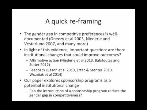 Laboratory Evidence of the Effects of Sponsorship on the Competitive Preferences of Men and Women thumbnail